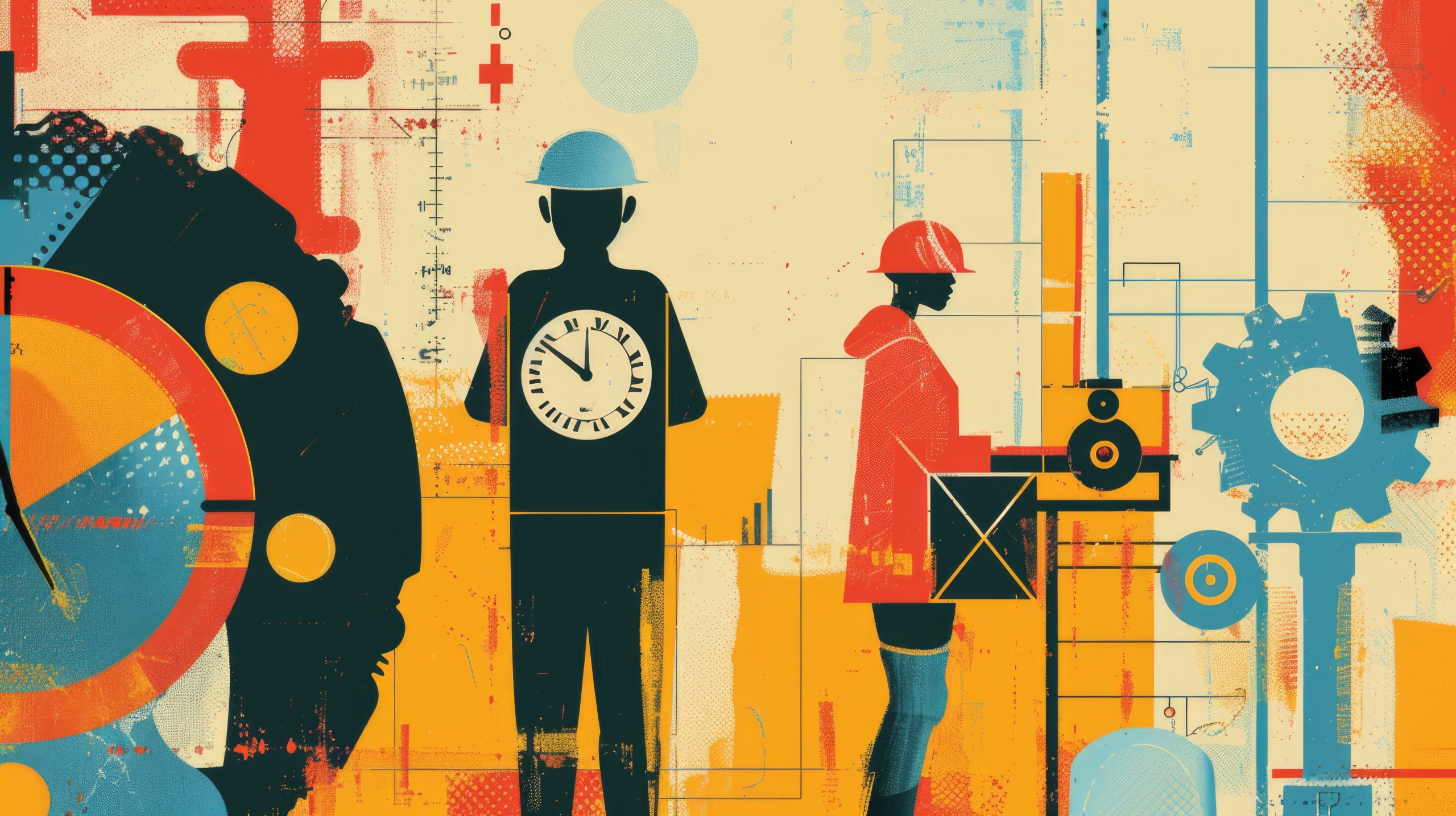 poster featuring iconic symbols for labor rights achievements like a eight-hour day, a minimum wage and a workplace safety new employment and civil litigation services offered